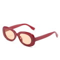Retro-Oval-Sonnenbrille mit kräftigem tiefrotem Rahmen und orangen Gläsern - Dunkelroter Rahmen Hellrosa Linse