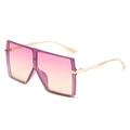 Oversized square sunglasses with purple-yellow gradient lenses and slim gold metal temples - New Style / Standard Purple Frame Purple Pink Lenses