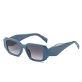 Modern Morandi blue square sunglasses with thick geometric frames and gradient grey lenses - Solid Blue Frame Gradient Grey Lens