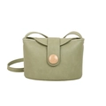 Minimalist soft leather crossbody bag in bean green with textured finish and button detail - Green