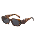Retro tortoise shell square sunglasses with thick frames and dark lenses - Leopard Frame Grey Lens