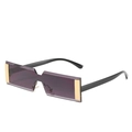 Lunettes de soleil rectangulaires sans monture Y2K avec verres violets et détails dorés - Cadre Or Noir Dégradé Gris