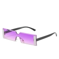 Lunettes de soleil rectangulaires sans monture avec verres dégradés violets - Monture Noire et Argent Verres Violets