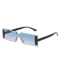 Lunettes de soleil rectangulaires sans monture avec verres dégradés bleu et rose - Monture Noire Verres Bleus