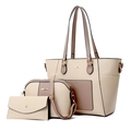 Modisches 3-teiliges Damen-Handtaschen-Set mit beigem und rosa Kontrastfarben-Design - Tote Umhängetasche Und Beutel Set / Khaki