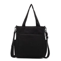 Bolso tote negro de gran capacidad en lona con correa ajustable para el hombro - Negro