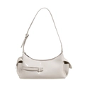 Bolso de hombro blanco brillante con diseño de media luna y bolsillos - Blanco