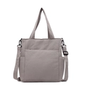 Bolso tote de nailon gris minimalista con correa ajustable y compartimentos amplios - Gris