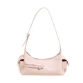 Bolso de hombro rosa pálido brillante con bolsillos laterales y correa ajustable - Rosa