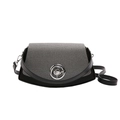 Borsa a tracolla moderna grigia e nera con chiusura argento e trama intrecciata - Nero
