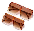 Matching parent-child oversized square sunglasses in retro tortoiseshell with brown lenses - Tortoiseshell Champagne Frame Double Tea Lenses