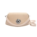 Borsa a tracolla intrecciata beige con elegante chiusura rotonda in metallo - Cachi