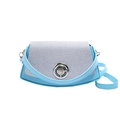 Borsa a tracolla rigida celeste con pannelli intrecciati e chiusura a scatto rotonda argento - Blu