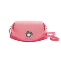 Pink crescent hardshell box bag with pink and white woven flap for women - Pink