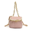 Pink quilted mini crossbody bag with gold metal clasp and chain strap in classic style - Pink