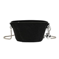 Chic black mini crossbody bag with sparkling rhinestones and silver sphere charm - Black