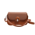 Borsa a tracolla marrone patchwork con patta intrecciata e chiusura in metallo argento - Marrone