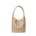 Sac hobo beige en similicuir avec rivets vintage et structure élégante en demi-lune - Abricot