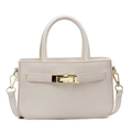 Chic off-white crocodile embossed rectangular handbag with gold buckle and shoulder strap - Off White