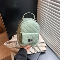 Quilted mint green mini backpack with silver chain strap and metal turn-lock closure - Mint Green