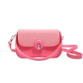 Borsa a tracolla rosa da donna con patta in tweed e chiusura in metallo argentato - Rosa