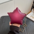 Star-shaped burgundy crossbody bag in synthetic leather with a slim gold chain strap - Burgundy