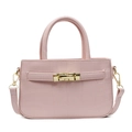Chic pink stone pattern small square handbag with golden twist lock and shoulder strap - Pink
