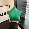 Green star-shaped acrylic crossbody bag with a delicate gold chain strap for women - Green