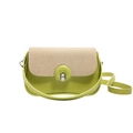 Borsa a tracolla minimalista in pelle verde con trama intrecciata beige e chiusura in metallo - Verde Frutta
