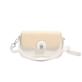 Borsa a tracolla minimalista bicolore in pelle bianca e tessuto intrecciato - Bianco