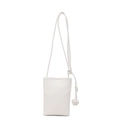 Minimalist white pebbled leather mini bucket bag with decorative rope knot shoulder strap - Off White