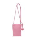 Pink lychee grain leather mini crossbody bucket bag with decorative woven knot - Pink