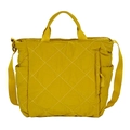 Mustard yellow quilted tote bag with diamond stitching and adjustable shoulder strap - Yellow