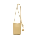 Mini borsa a secchiello beige in pelle martellata con ciondolo a nodo decorativo - Giallo