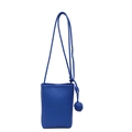 Borsa a tracolla blu reale con trama litchi e tracolla decorativa con nodo - Blu