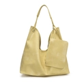 Minimalist cream yellow PU leather tote bag with a matching small zipper pouch - Yellow
