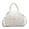 Elegant cream white PU heart shaped handbag with crossbody strap and silver hardware - Off White