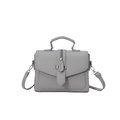 Elegante borsa a mano grigia trama litchi con manico e tracolla regolabile - Grigio