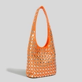 Sac hobo orange orné de clous métalliques argentés avec poignée intégrée - Orange