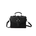 Classic black lychee pattern handbag with top handle and decorative vertical zippers - Black