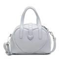 Light blue PU leather heart-embossed Boston handbag with top handles and shoulder strap - Blue