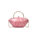 Pink marble acrylic evening shell bag with gold metal handle and chain strap - Rose Pink