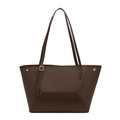 Bolso tote grande marrón oscuro con costuras en contraste y correas ajustables - Marrón