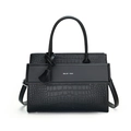 Retro black large capacity handbag with crocodile pattern and adjustable shoulder strap - Handbag (Black Single Bag) / Black