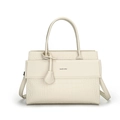 Elegant white crocodile embossed handbag with dual top handles and adjustable shoulder strap - Handbag (Creamy White Single Bag)