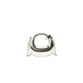 Minimalistische silberne Abendtasche in Halbmondform mit Ringgriff und Metallkette - Silber