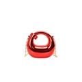 Rote Acryl-Abendtasche in Halbmondform mit Metallgriff und goldener Schulterkette - Rot