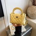 Sac à main matelassé jaune avec strass brillants et bandoulière amovible réglable - Jaune