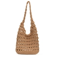 Borsa a tracolla in maglia traforata a mano in color kaki con stile uncinetto - Cachi
