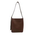 Minimalist deep brown retro tote bag with adjustable shoulder strap in matte leather finish - Dark Brown